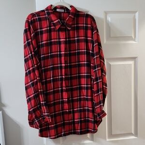 Classic Red and Black Plaid Women's Flannel Shirt Never Worn